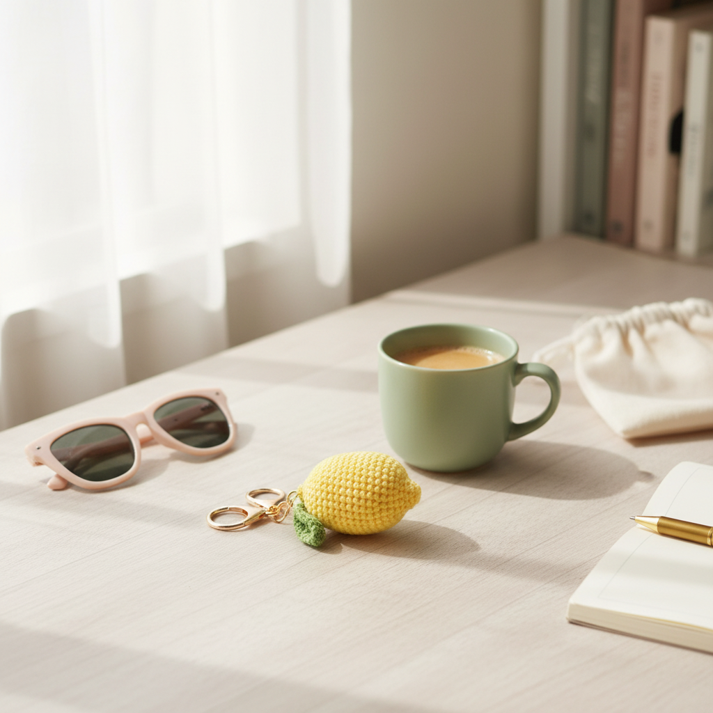 Sweet and Sour Lemon: Hand-Knitted Keychain with a Citrus Twist