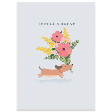 Dog With Flowers Thank You Greeting Card