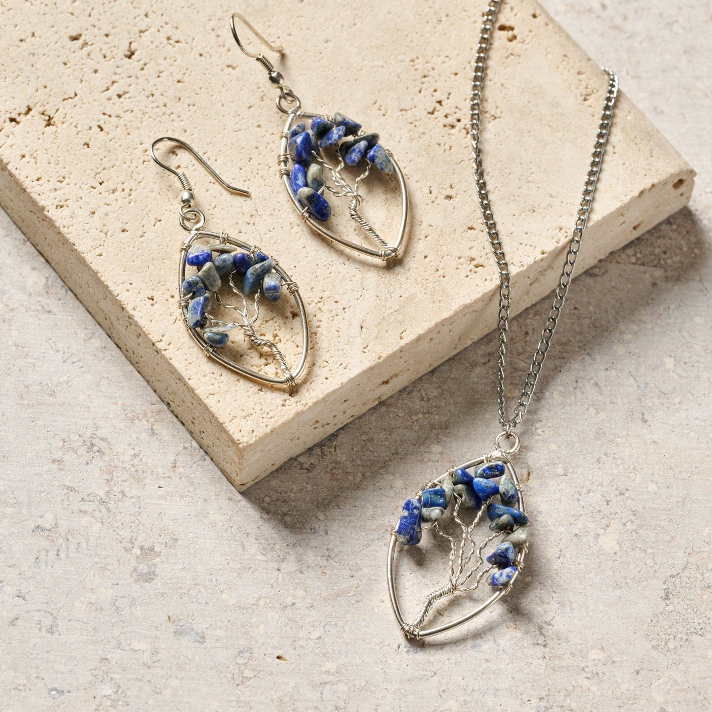Ten Thousand Villages - Lapis Tree Drop Earrings