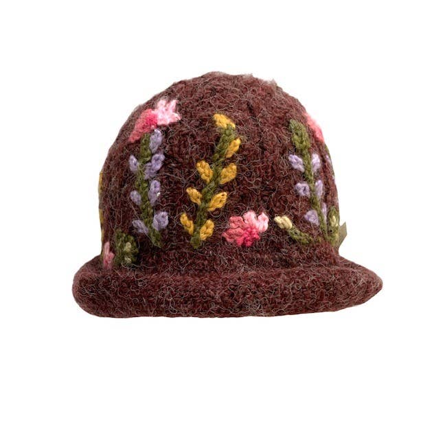 Peruvian Trading Company - AA81-B Hand knit Floral Bucket Hat