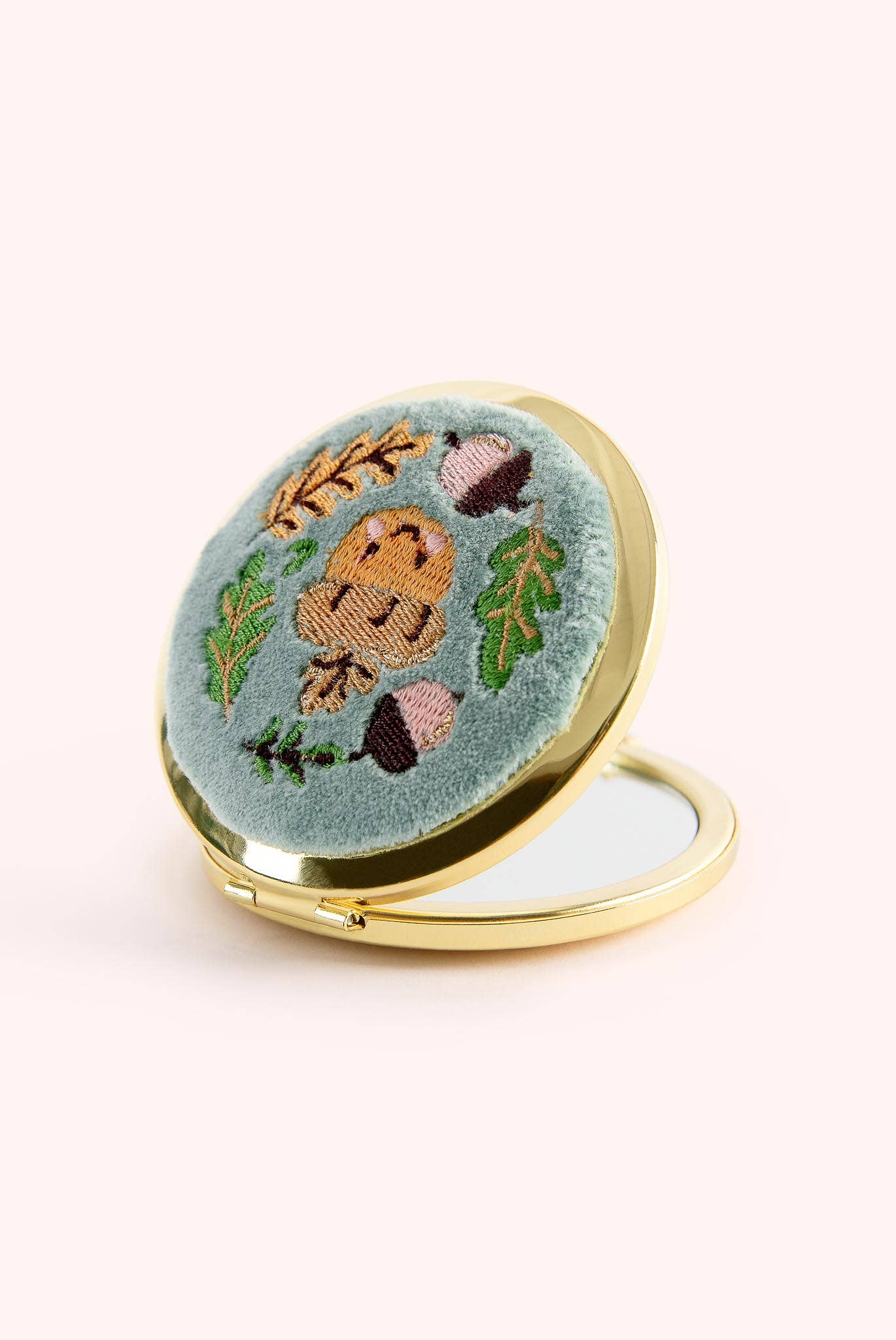Powder Design inc - US - Embroidered Compact Mirror - Happy Acorn