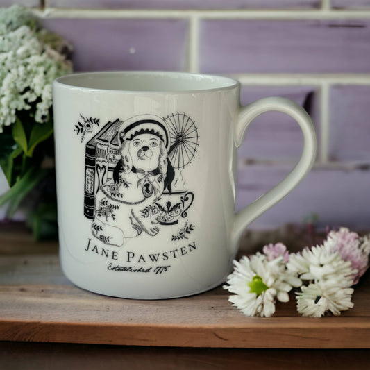 GiftSmith - Jane Austen 'Pawsten' Literary Dog Book Lover Bone China Mug