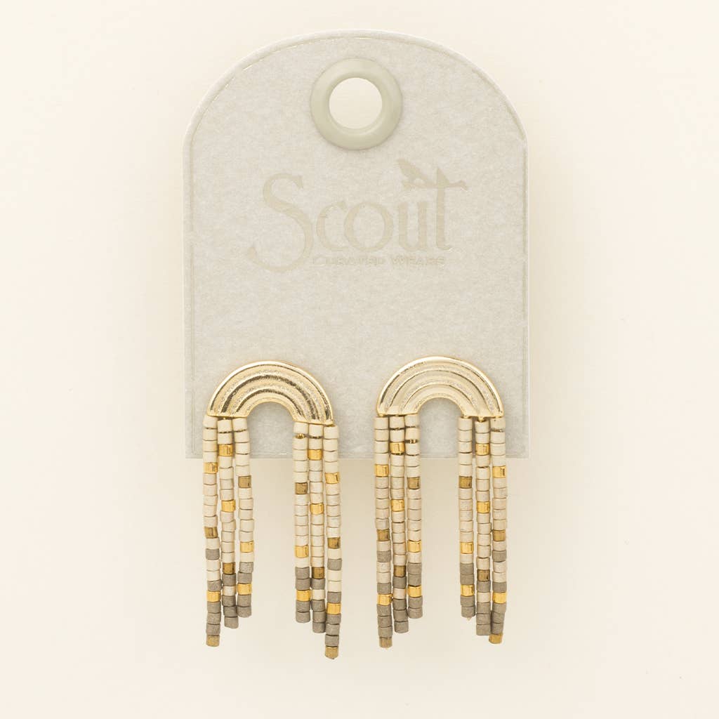 Scout Curated Wears - Chromacolor Miyuki Rainbow Fringe Earring - Pewter Multi/G