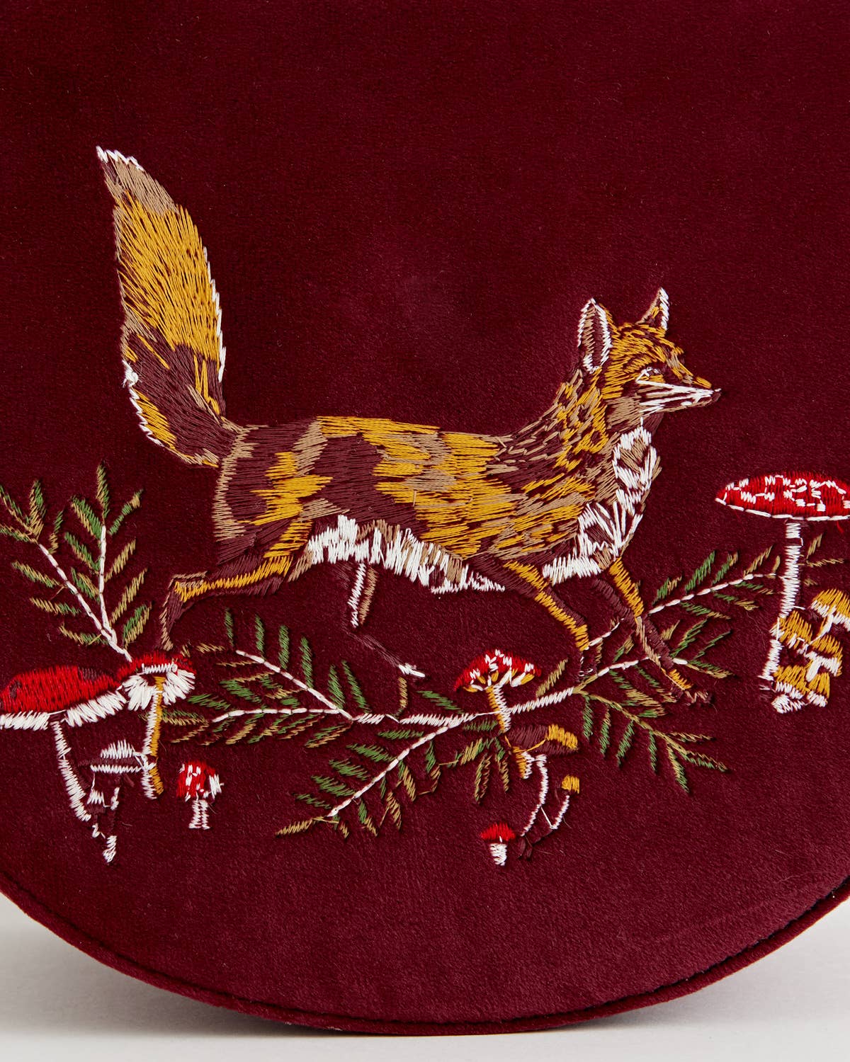 Fable England - FABLE Fox & Mushroom Embroidered Velvet Saddle Purse