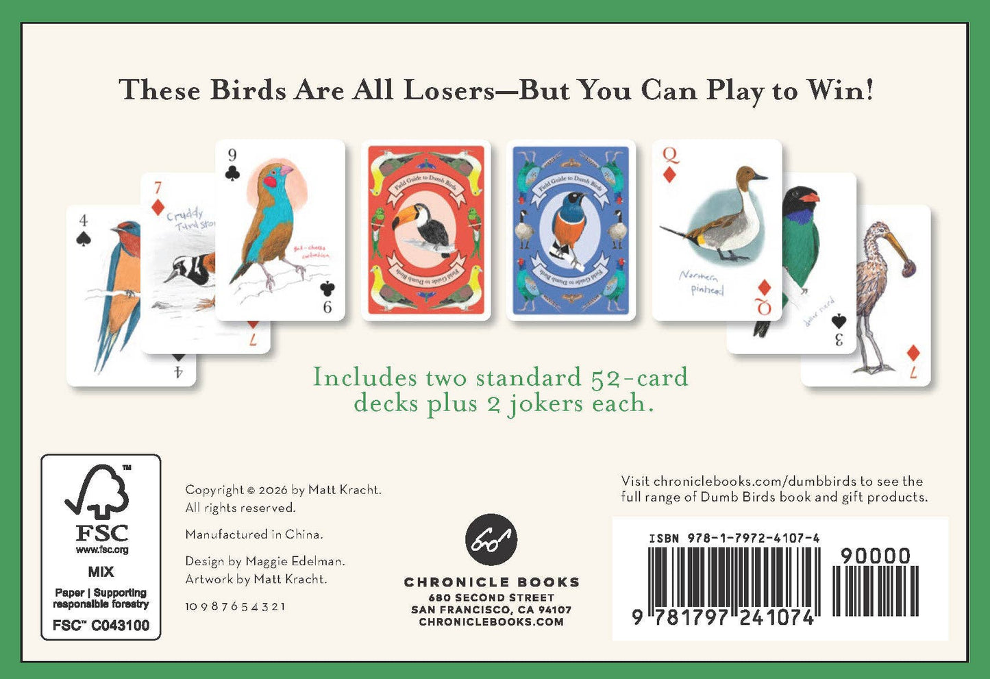 Chronicle Books - Field Guide to Dumb Birds Playing Cards