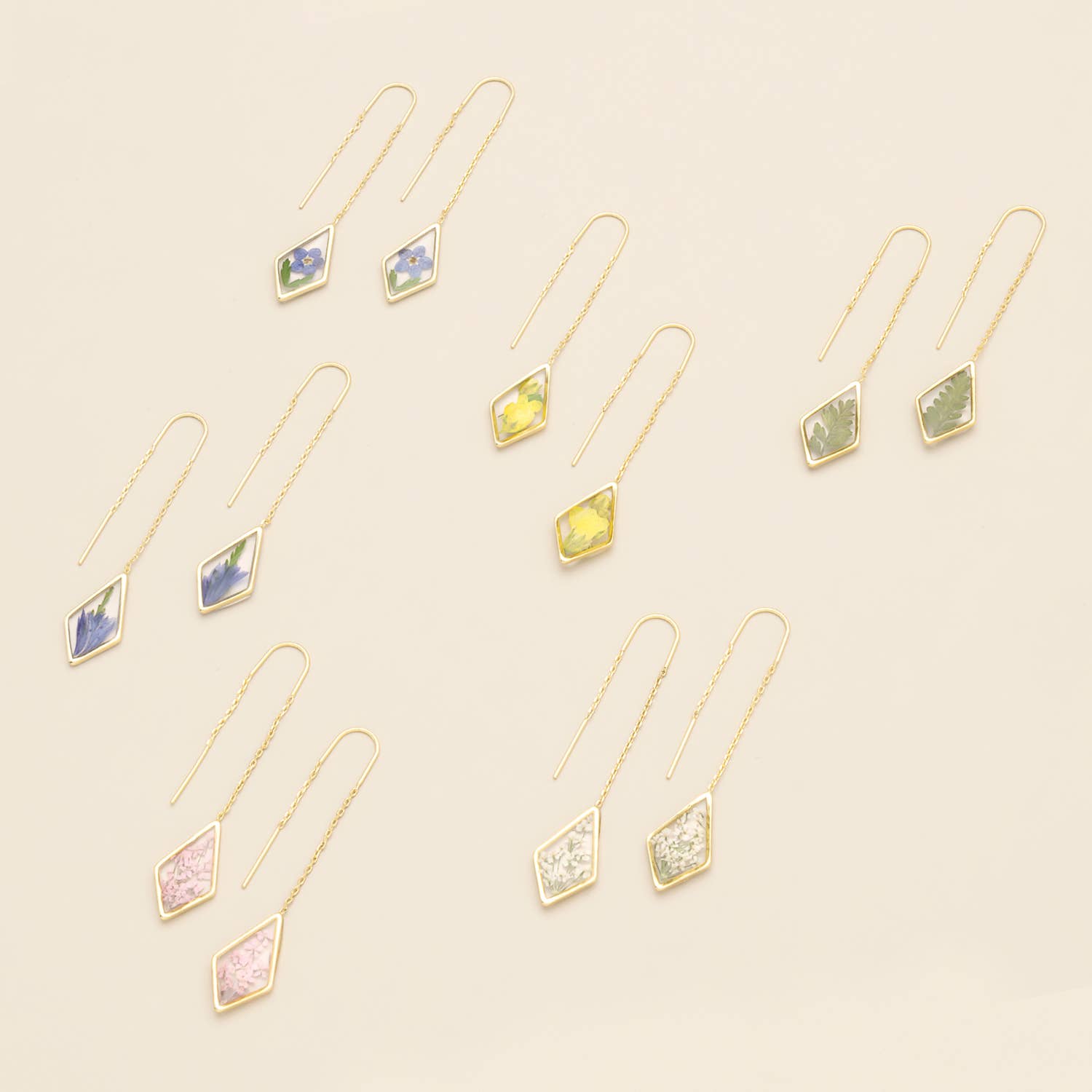 Scout Curated Wears - Pressed Flower Thread Earring - Blue Forget Me Not/Gold