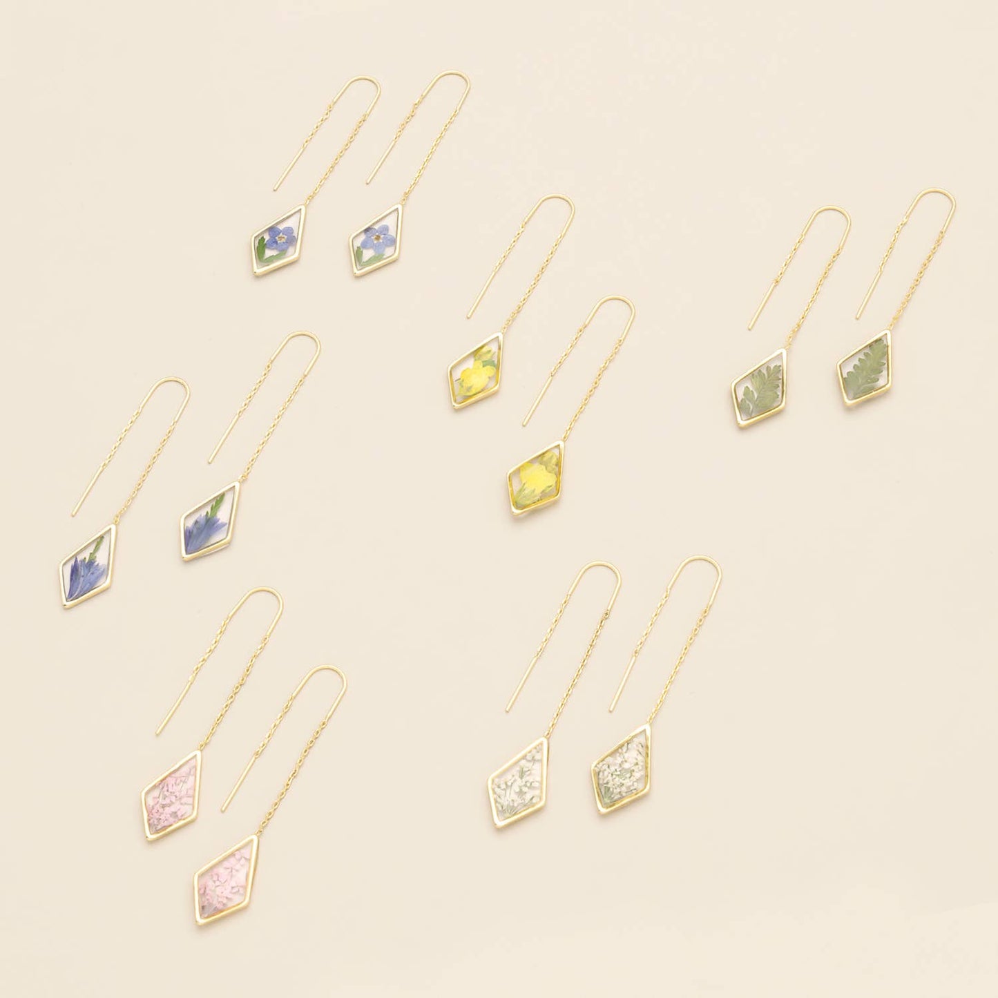 Scout Curated Wears - Pressed Flower Thread Earring - Blue Forget Me Not/Gold