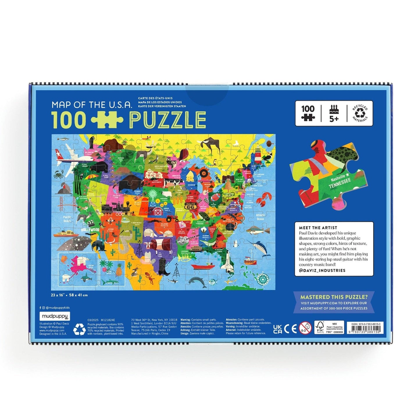 Chronicle Books - Map of the U.S.A. 100 Piece Puzzle