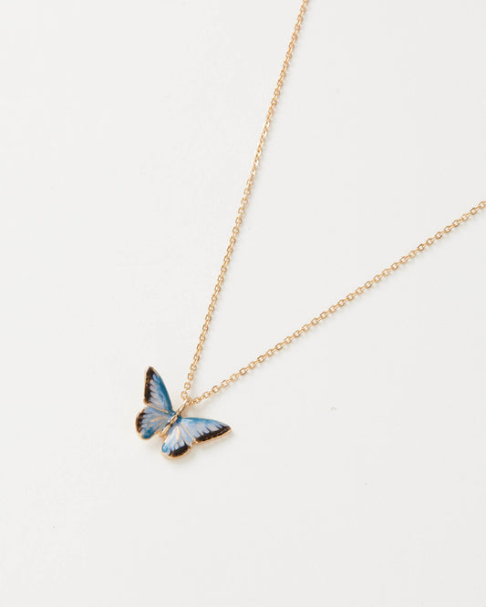 Fable England - FABLE Enamel Blue Butterfly Short Necklace