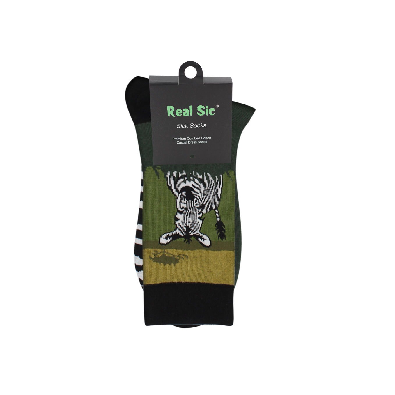Sick Socks – Zebra in Grass – Exotic Animals Dress Socks