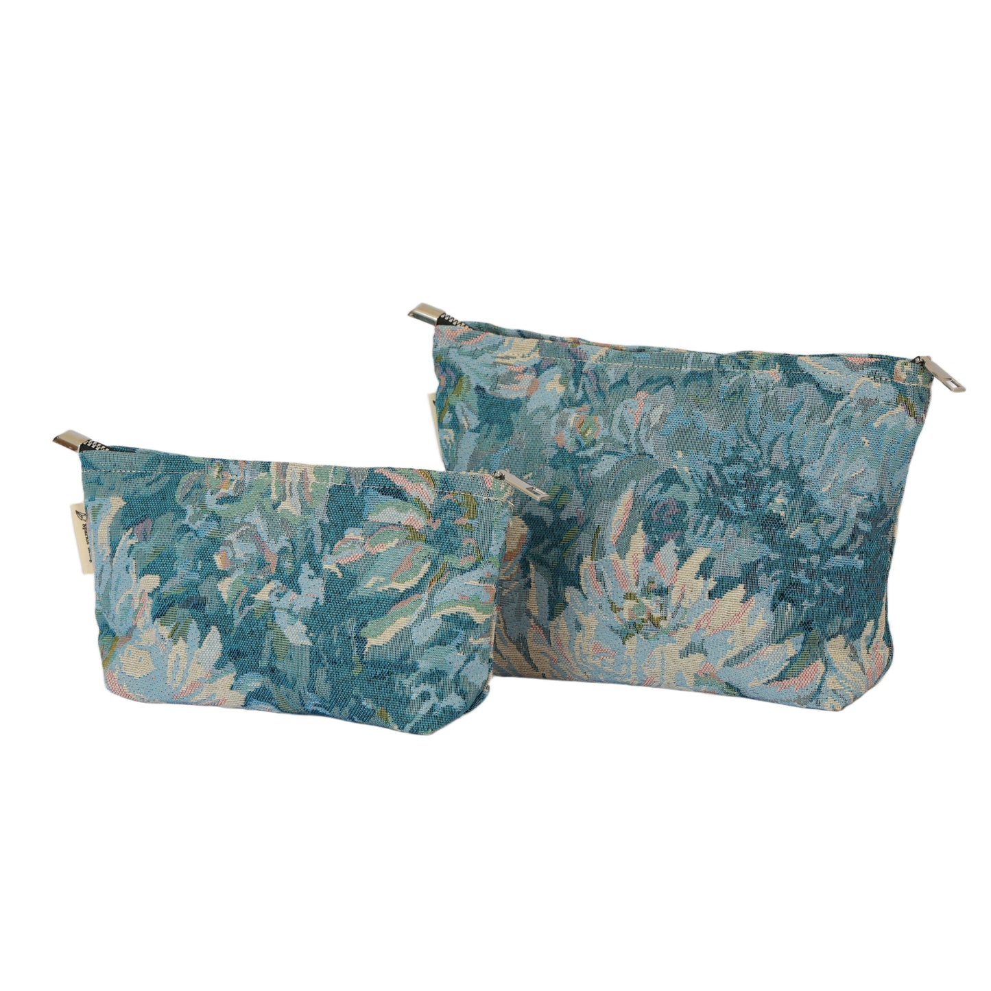 Azure Garden Watercolor Floral Toiletry / Makeup Bag - Travel-Friendly Cosmetic Bag