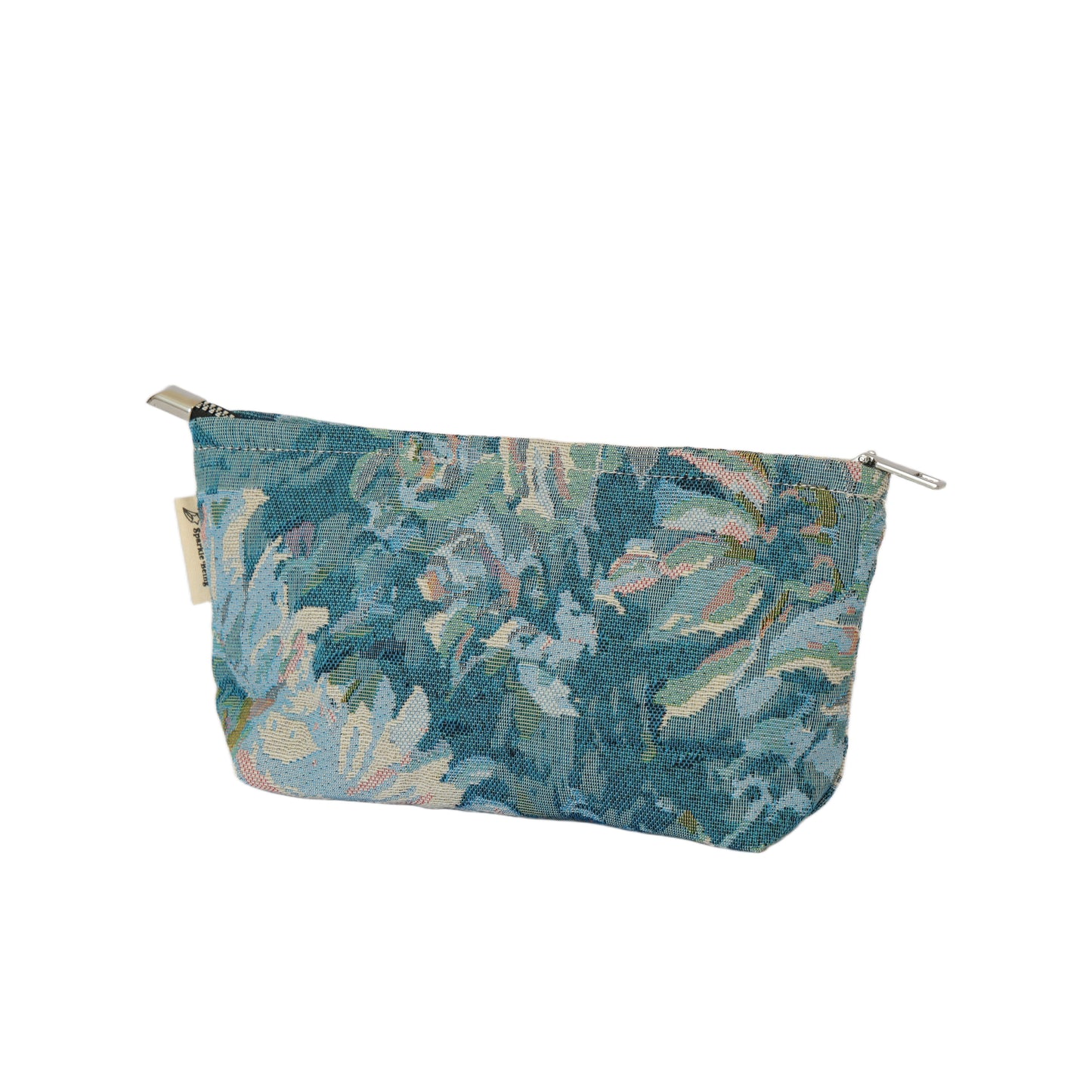Azure Garden Watercolor Floral Toiletry / Makeup Bag - Travel-Friendly Cosmetic Bag