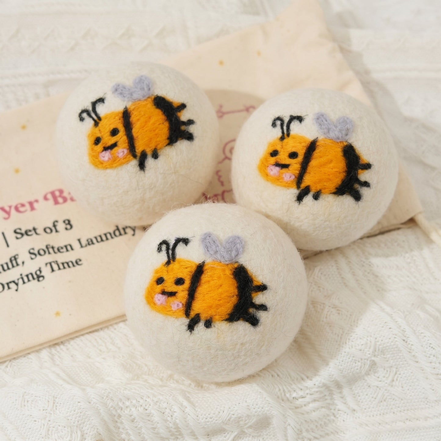 Bee Eco Wool Laundry Dryer Balls - Set of 3