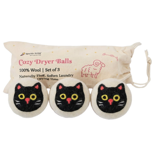 Black Cat Eco Wool Dryer Balls – Set of 3