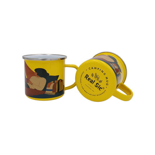 Cozy Camping 300ml Enamel Mug – Outdoor Adventure Design
