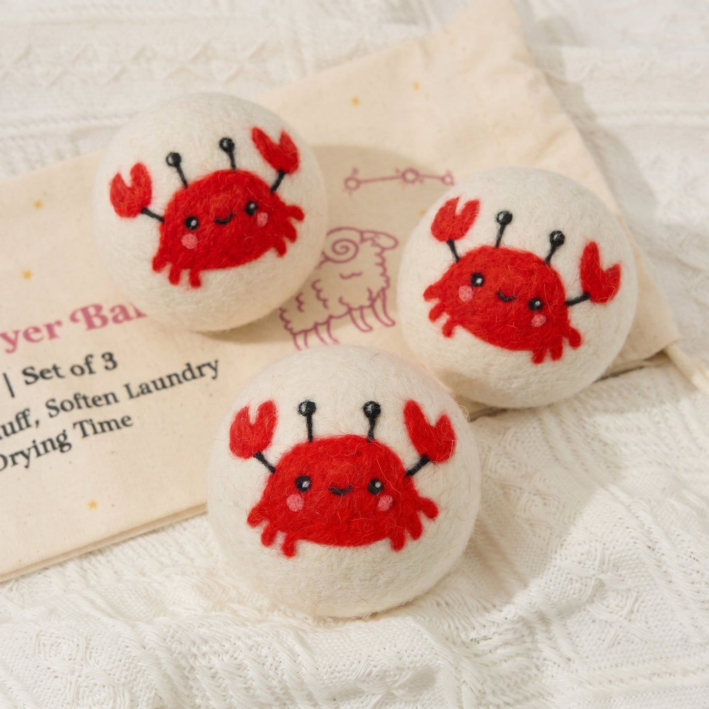 Crab Wool Laundry Dryer Balls – Set of 3
