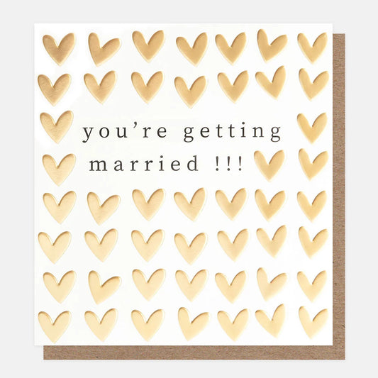 Gold Hearts Engagement Card