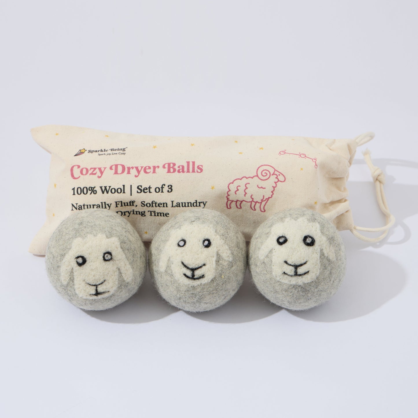 Sheep Eco Wool Dryer Balls – Set of 3