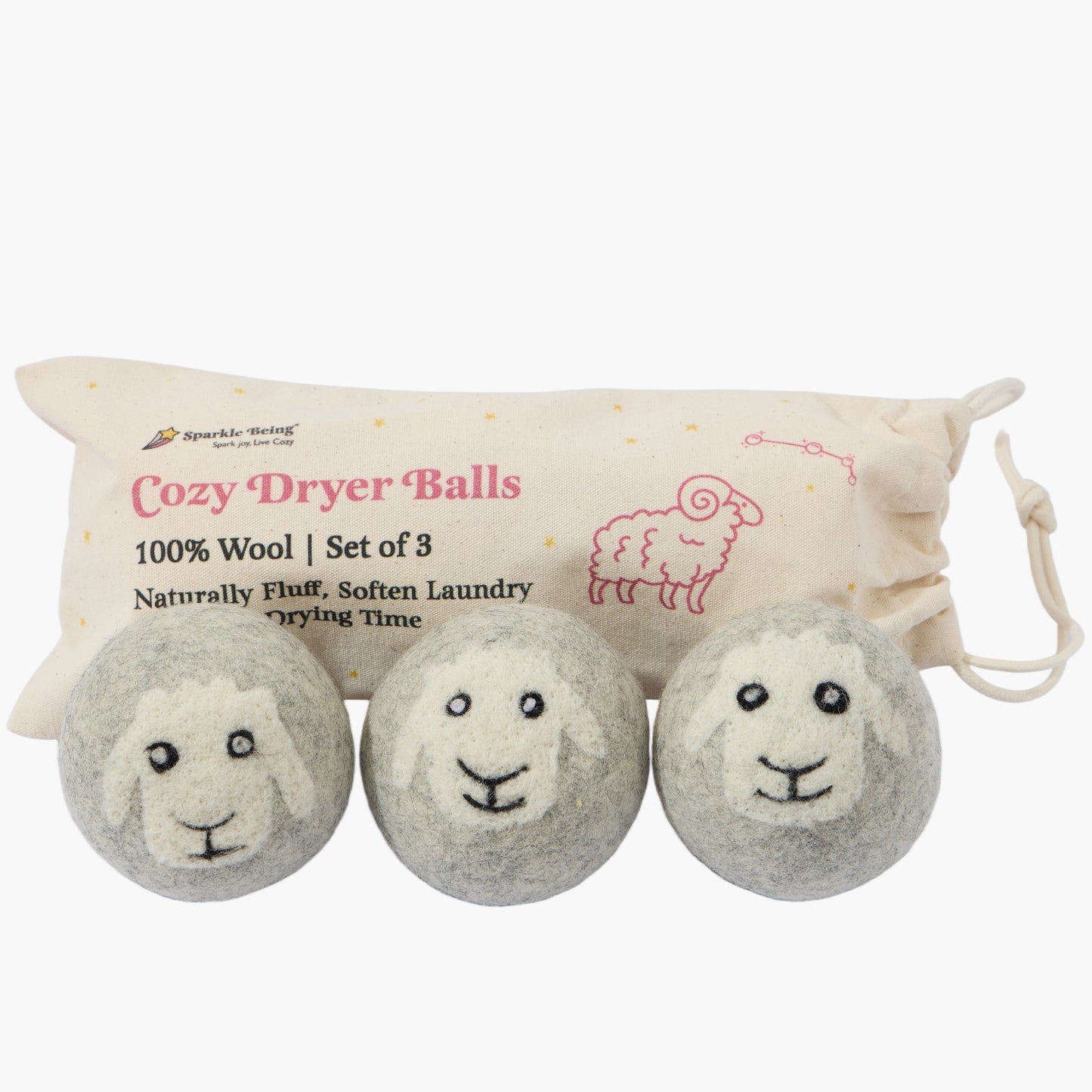 Sheep Eco Wool Dryer Balls – Set of 3