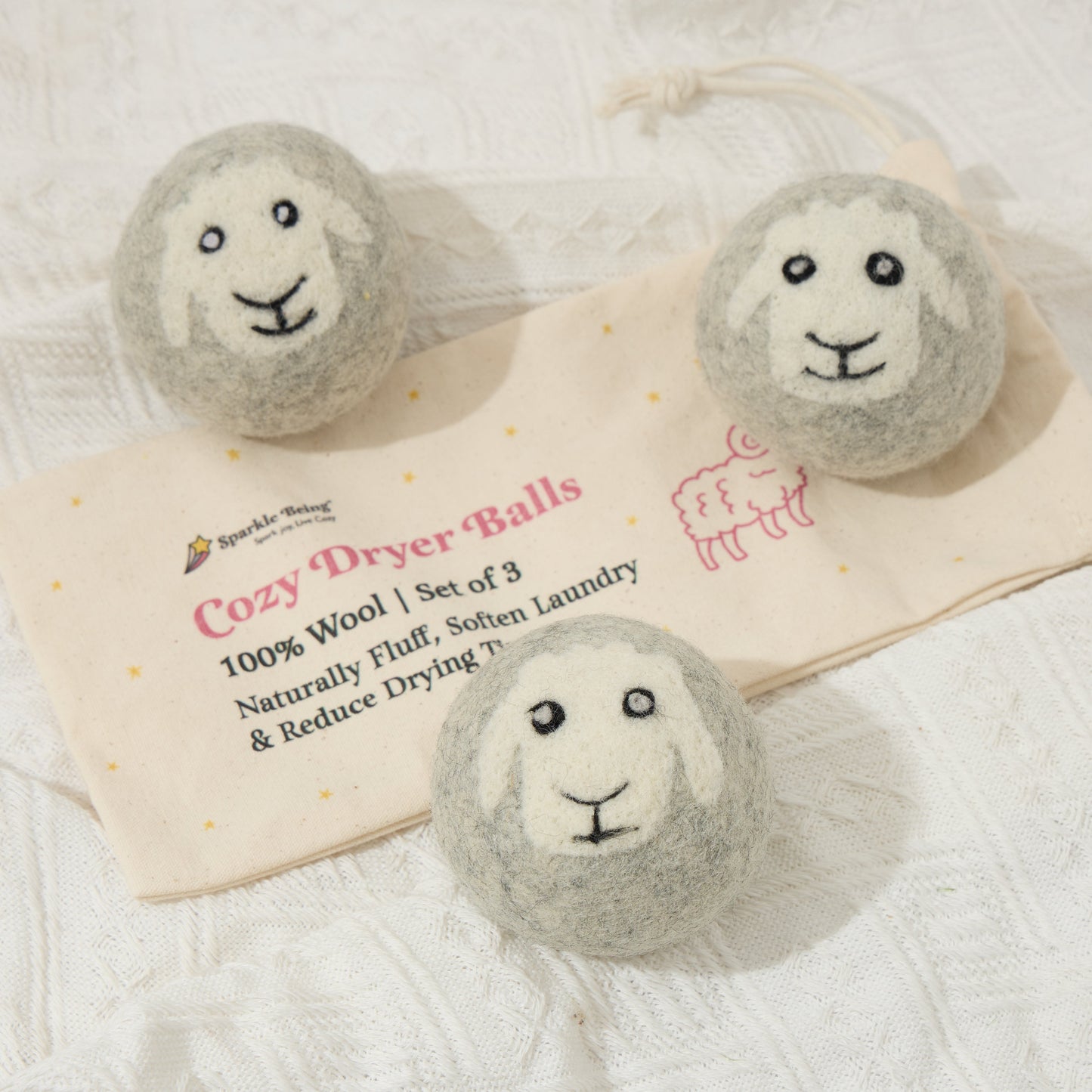 Sheep Eco Wool Dryer Balls – Set of 3