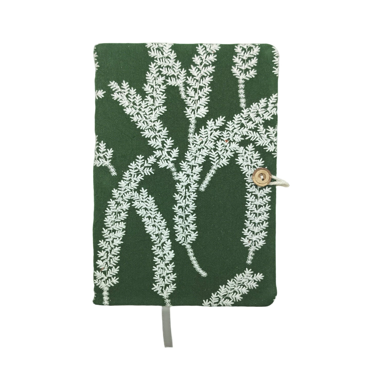Embroidered Fern Fabric Journal with Button Closure
