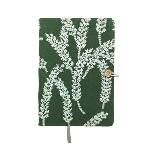 Embroidered Fern Fabric Journal with Button Closure