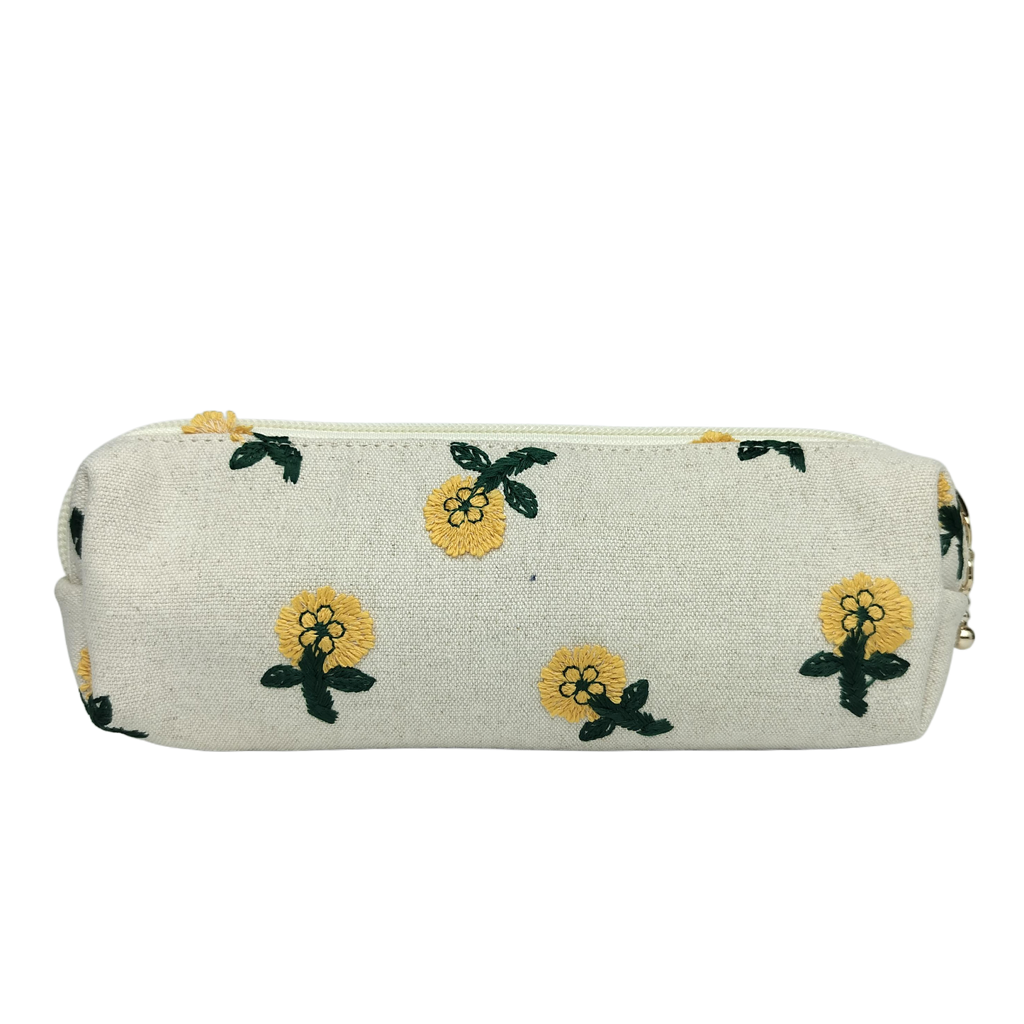 Embroidered Pencil Pouch – Zippered Pen Case (Daisy)