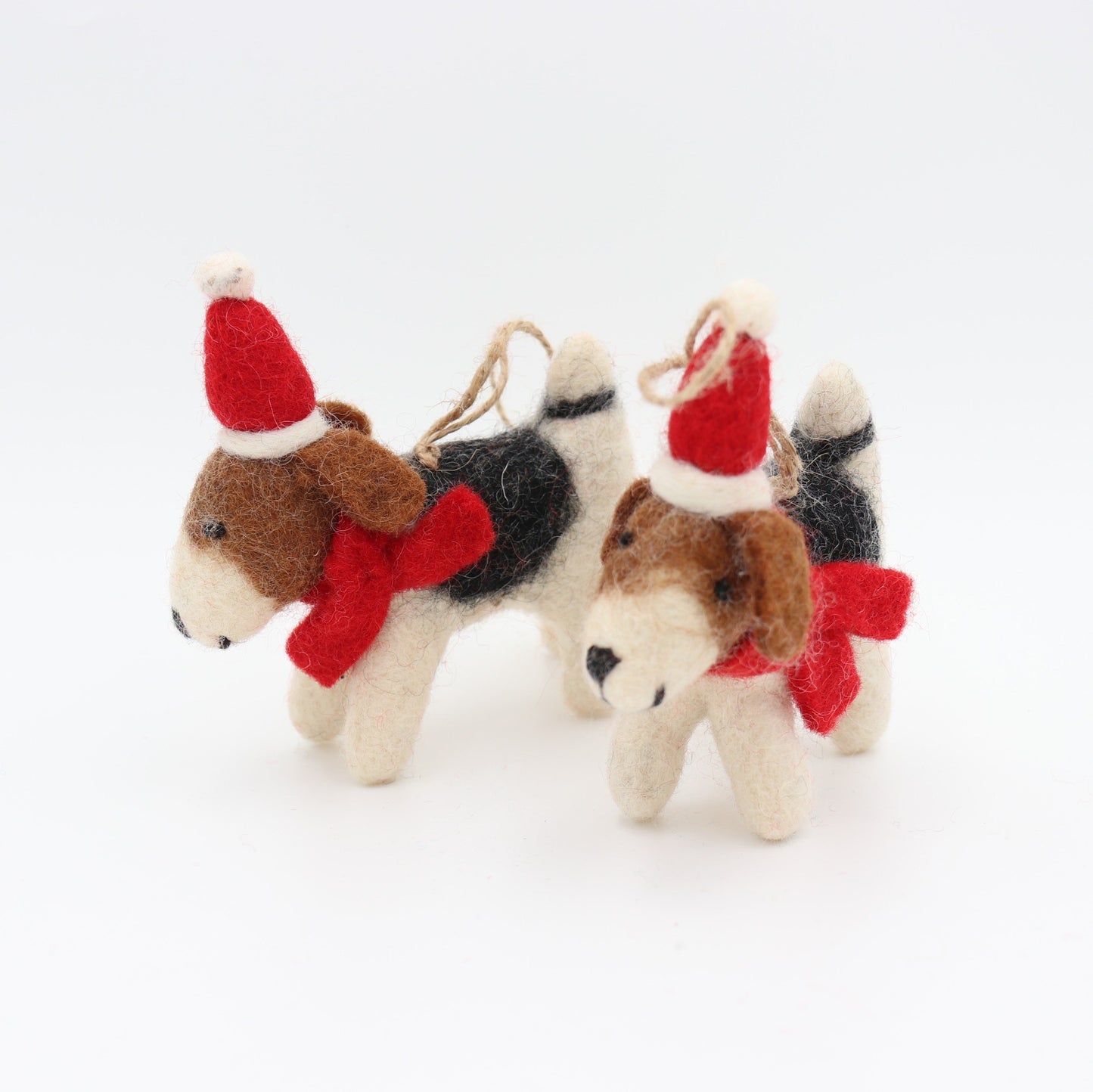 Felt Dog Ornament – Festive Pup with Scarf & Santa Hat