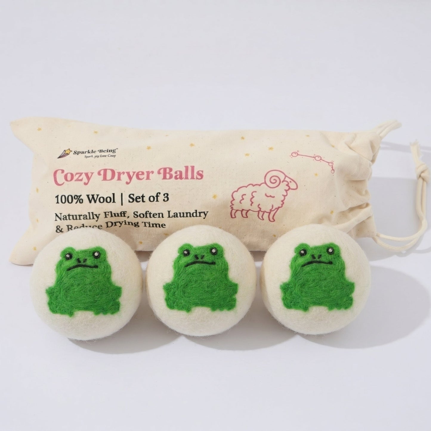 Frog Eco Wool Laundry Dryer Balls - Set of 3