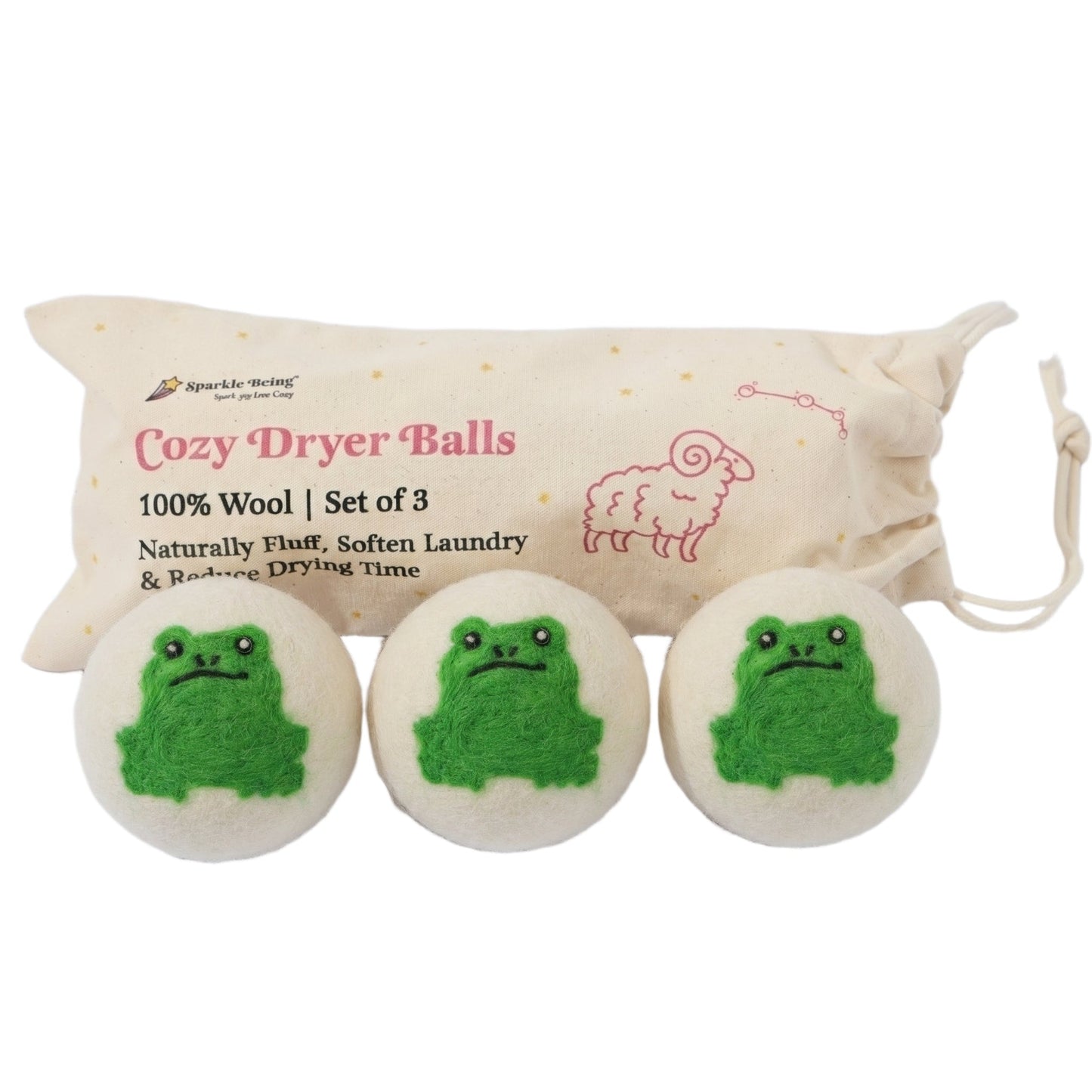 Frog Eco Wool Laundry Dryer Balls - Set of 3