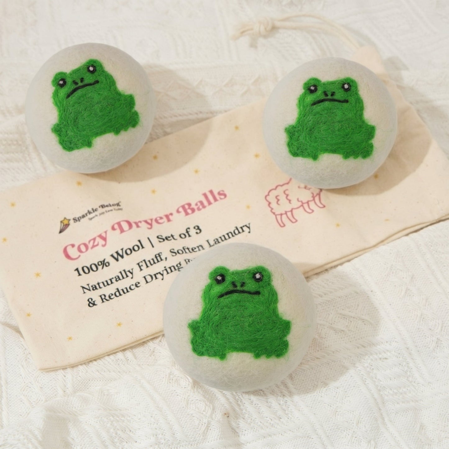 Frog Eco Wool Laundry Dryer Balls - Set of 3