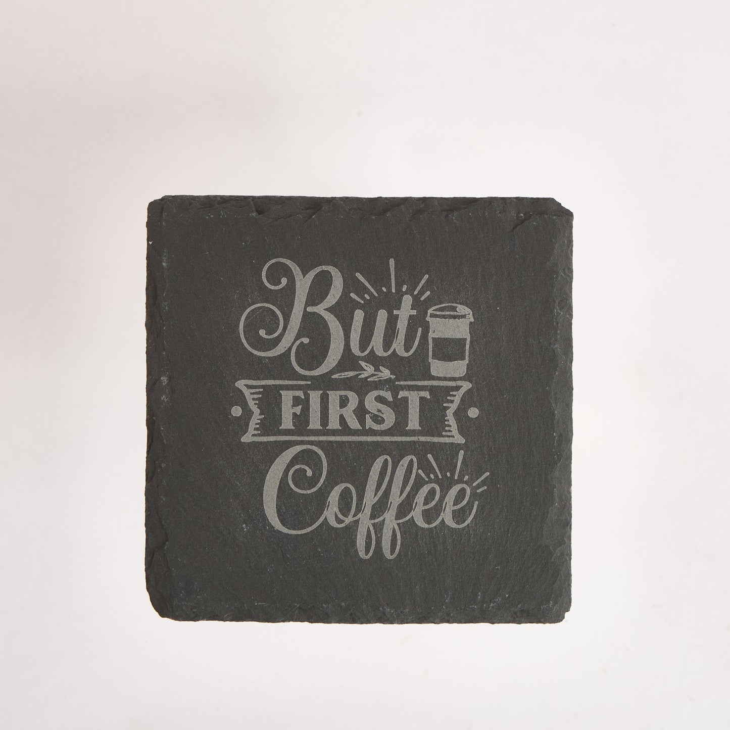 Funny Slate Coaster Set – Engraved Drink Coasters with Quotes | Coffee & Tea Lovers Gift