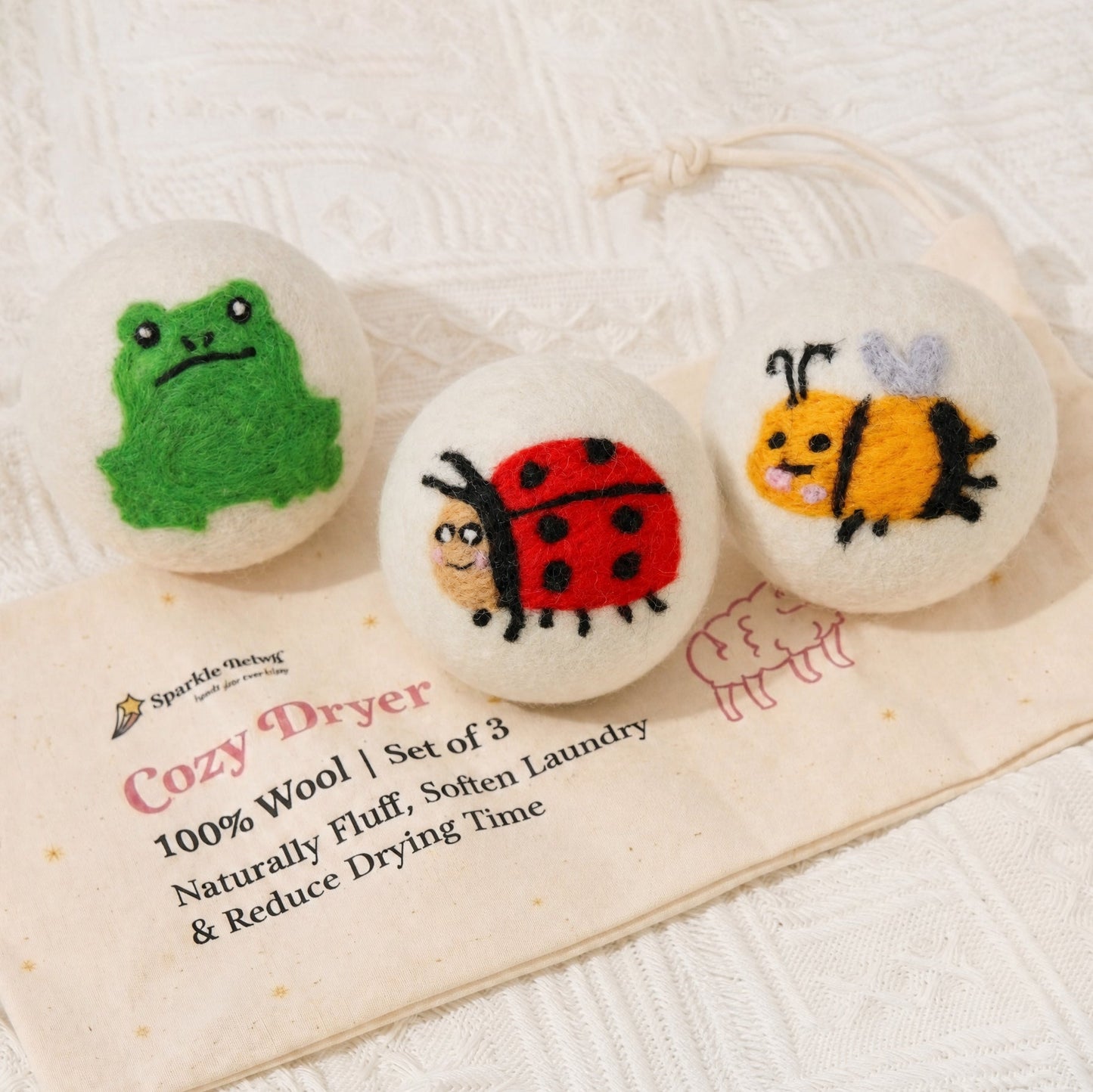 Garden Friends Eco Wool Laundry Dryer Balls – Set of 3