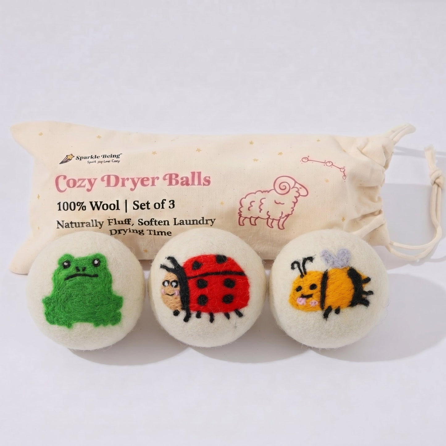 Garden Friends Eco Wool Laundry Dryer Balls – Set of 3