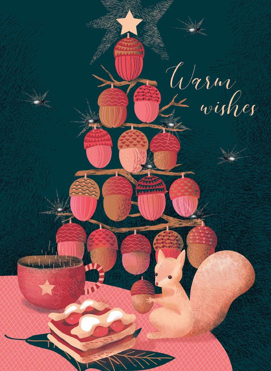 Calypso Cards Squirrel Acorn Tree holiday card design - box of 12 cards with envelopes