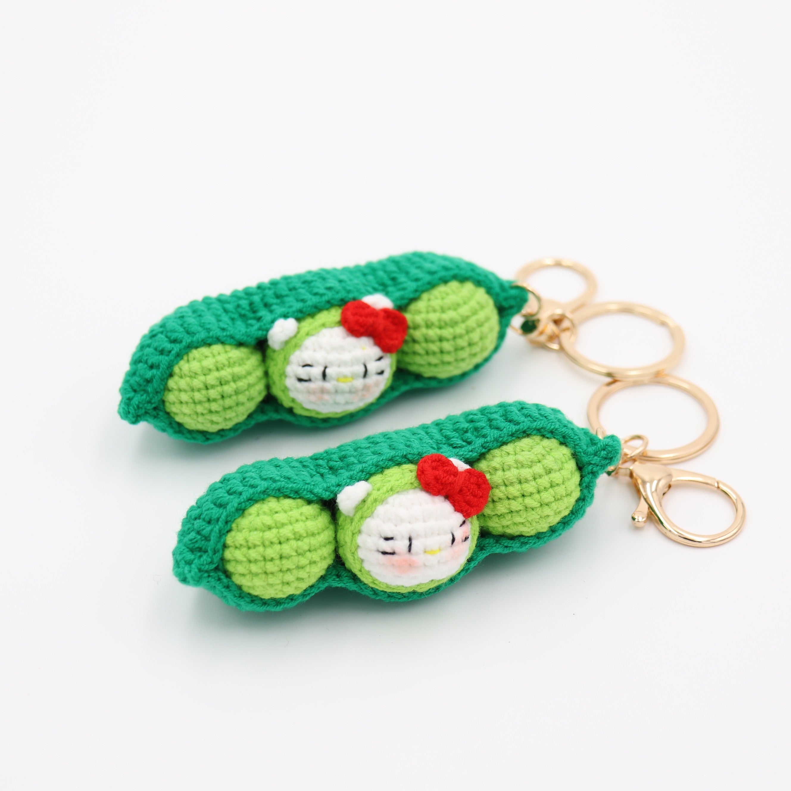 Hand-Crochet Green Pea Keychain