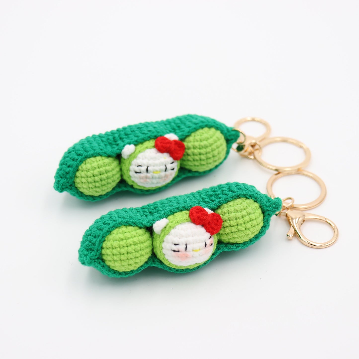 Hand-Crochet Green Pea Keychain