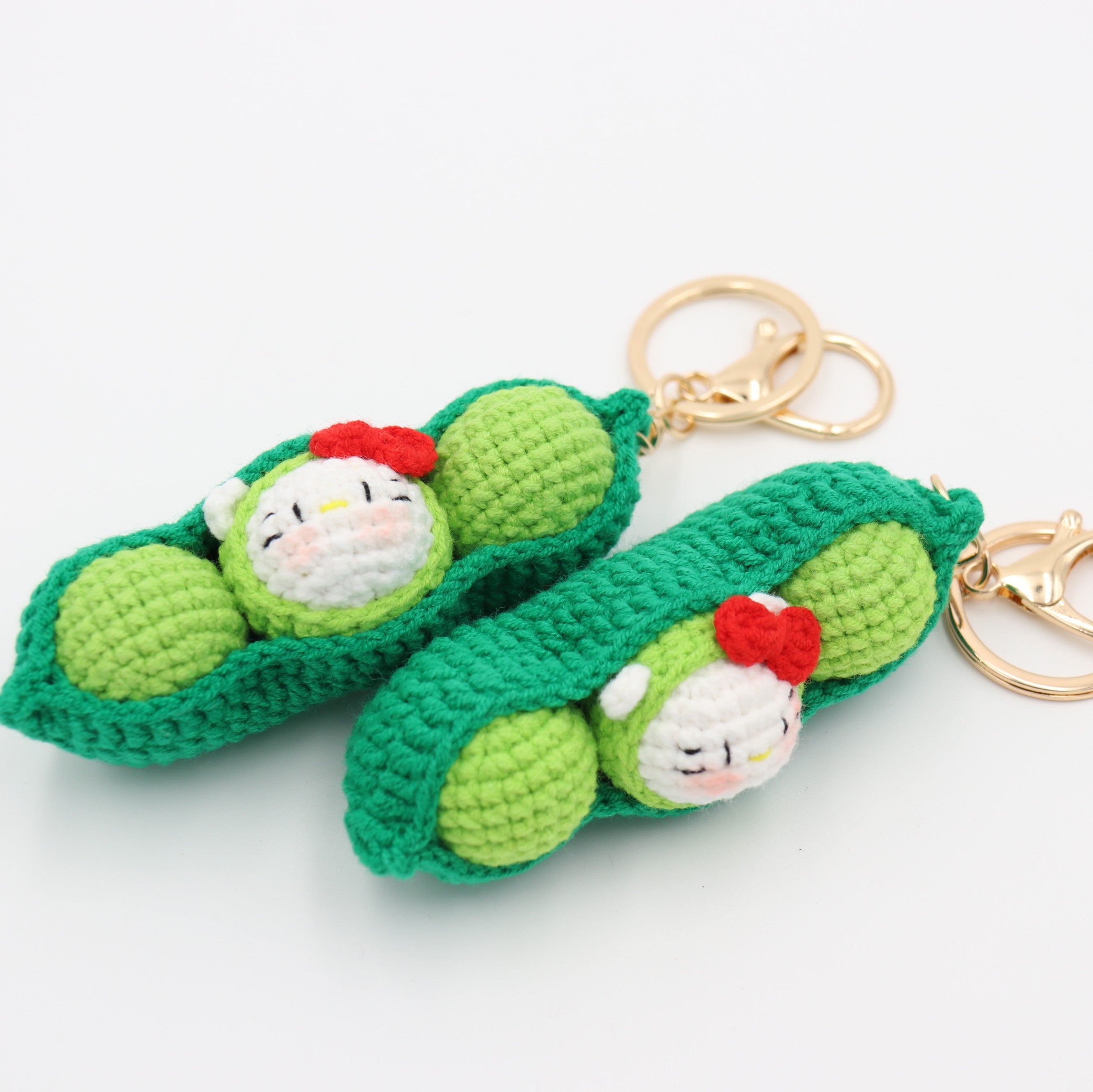 Hand-Crochet Green Pea Keychain
