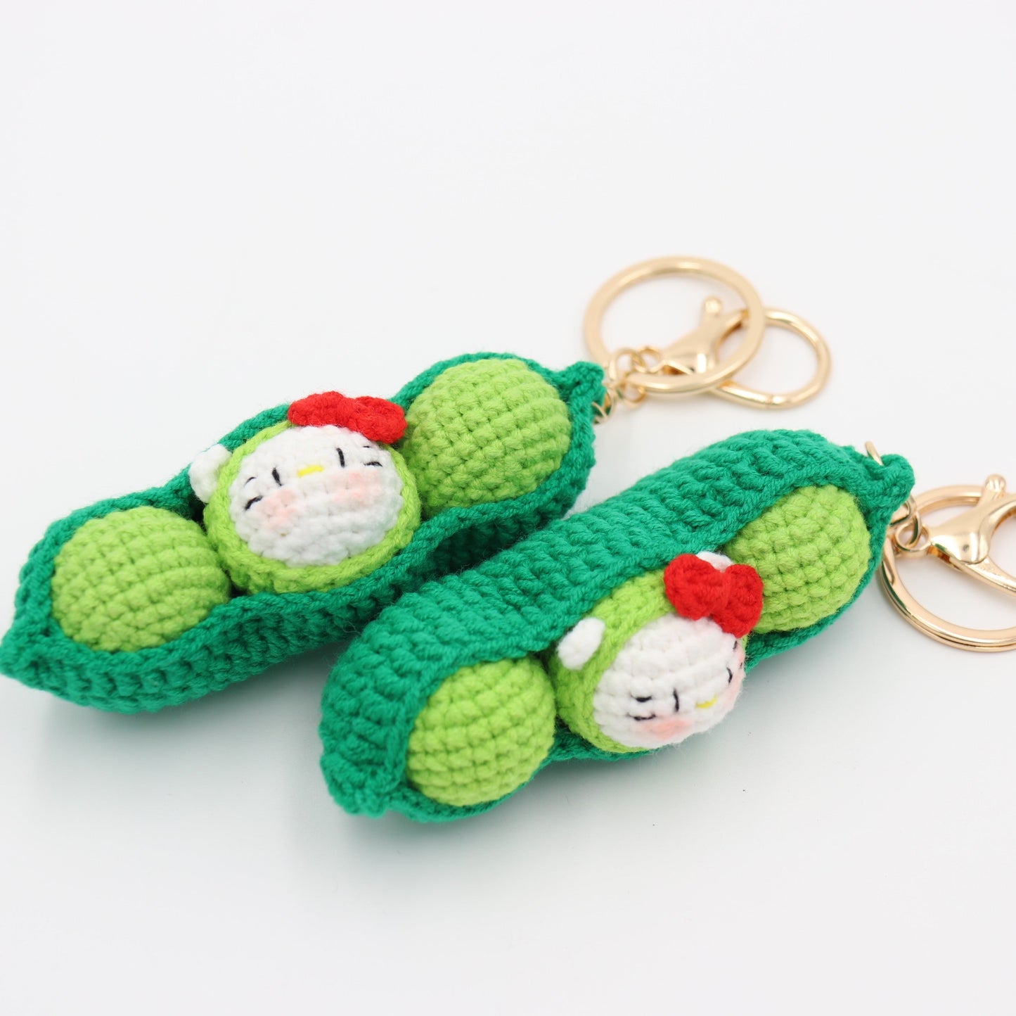 Hand-Crochet Green Pea Keychain