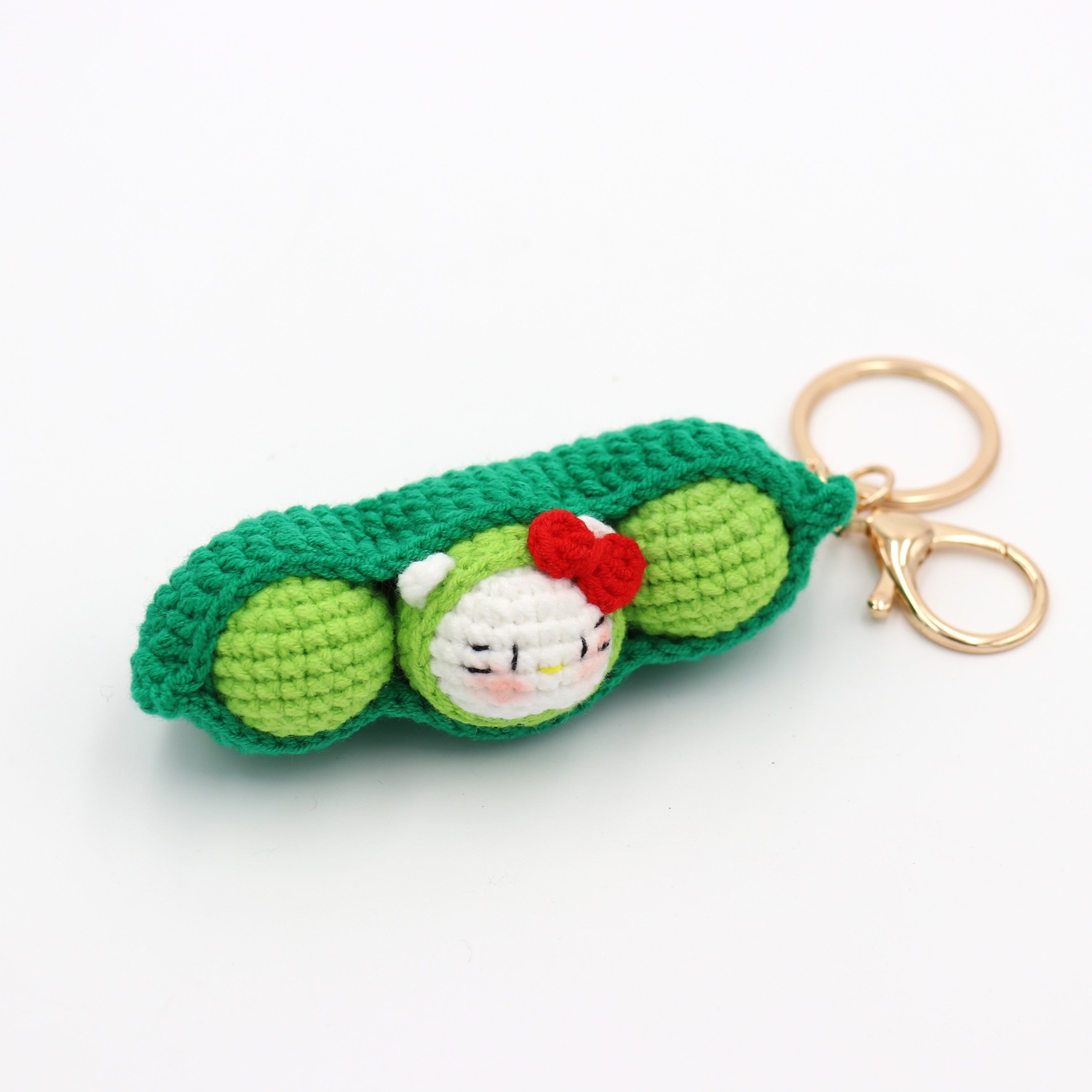 Hand-Crochet Green Pea Keychain