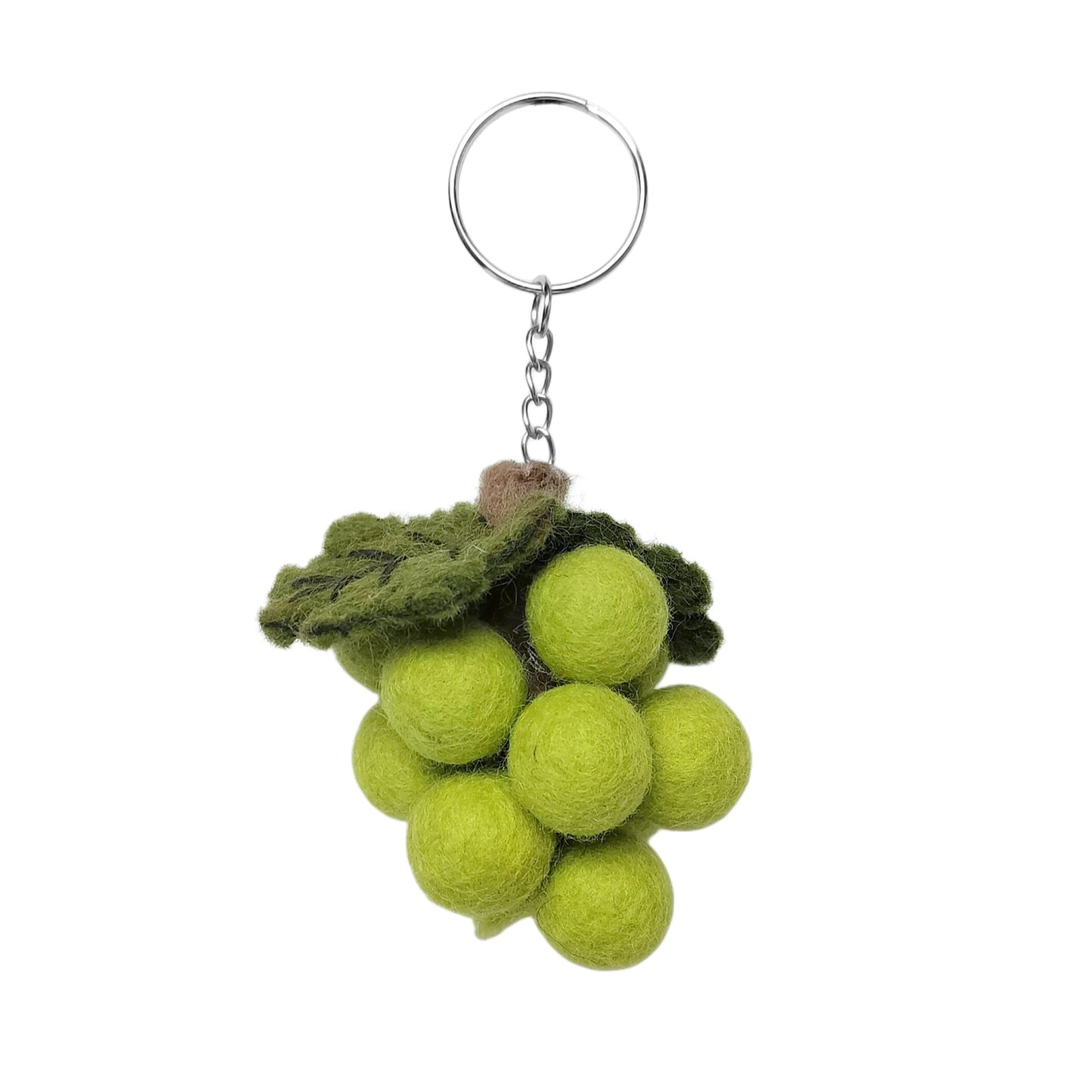 Handmade Felt Grapes Keychain – Cute Fruit Bag Charm, Wool Grape Key Ring