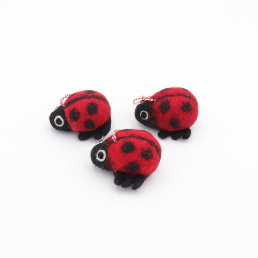 Handmade Wool Felt Ladybug Ornament – Needle Felt Ladybird Decor