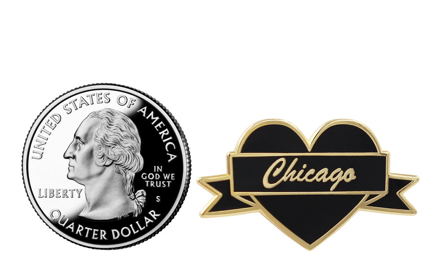 I Heart Chicago – Black & Gold City Pin