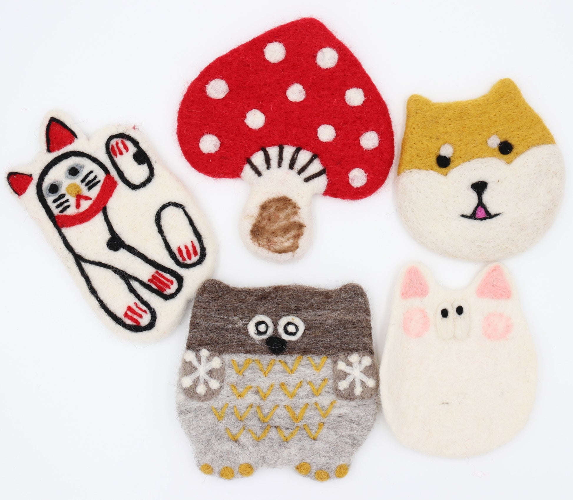 Animal-shape-Nepal-handmade-wool-felt-coaste