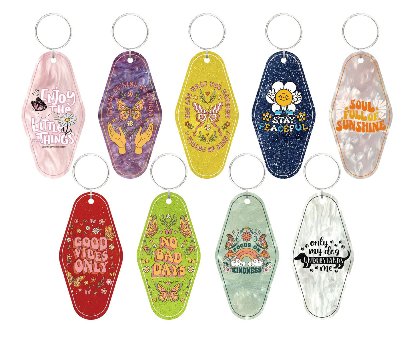 The Pizza Tarot Card Motel Keychain - Vintage Nostalgia Motivational Hotel Keychain