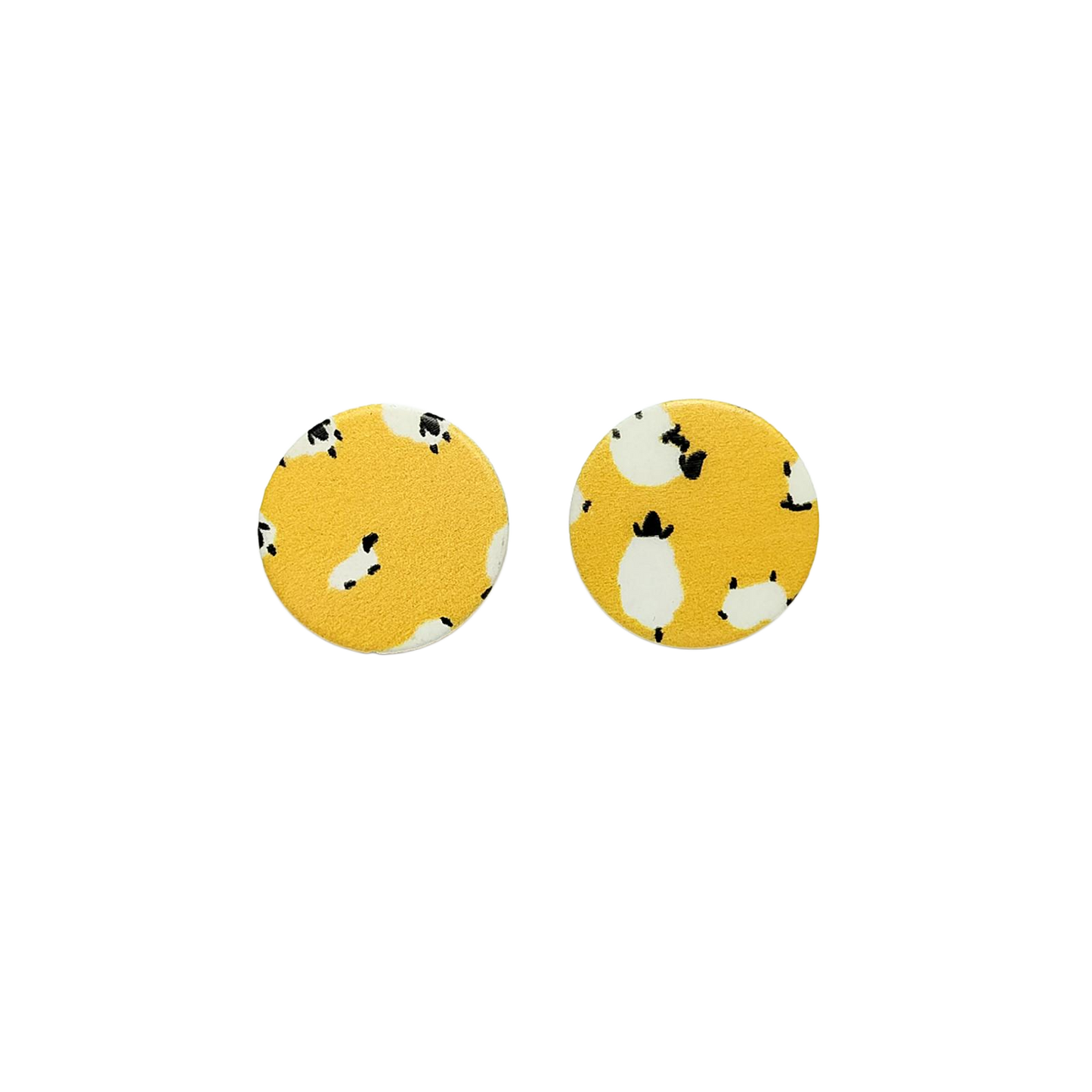 Yellow Sheep Round Acrylic Stud Earrings
