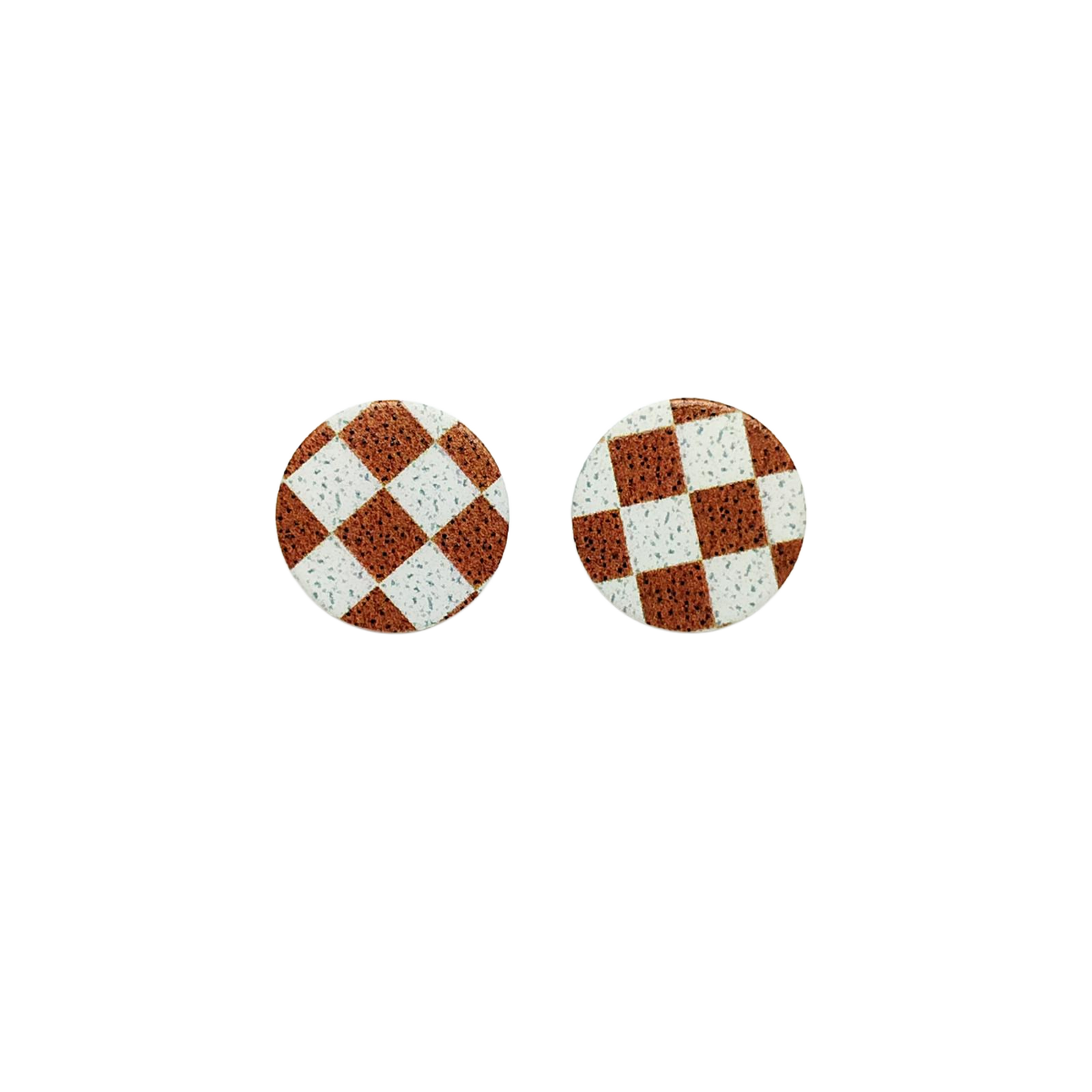 Rustic Check Stud Earrings