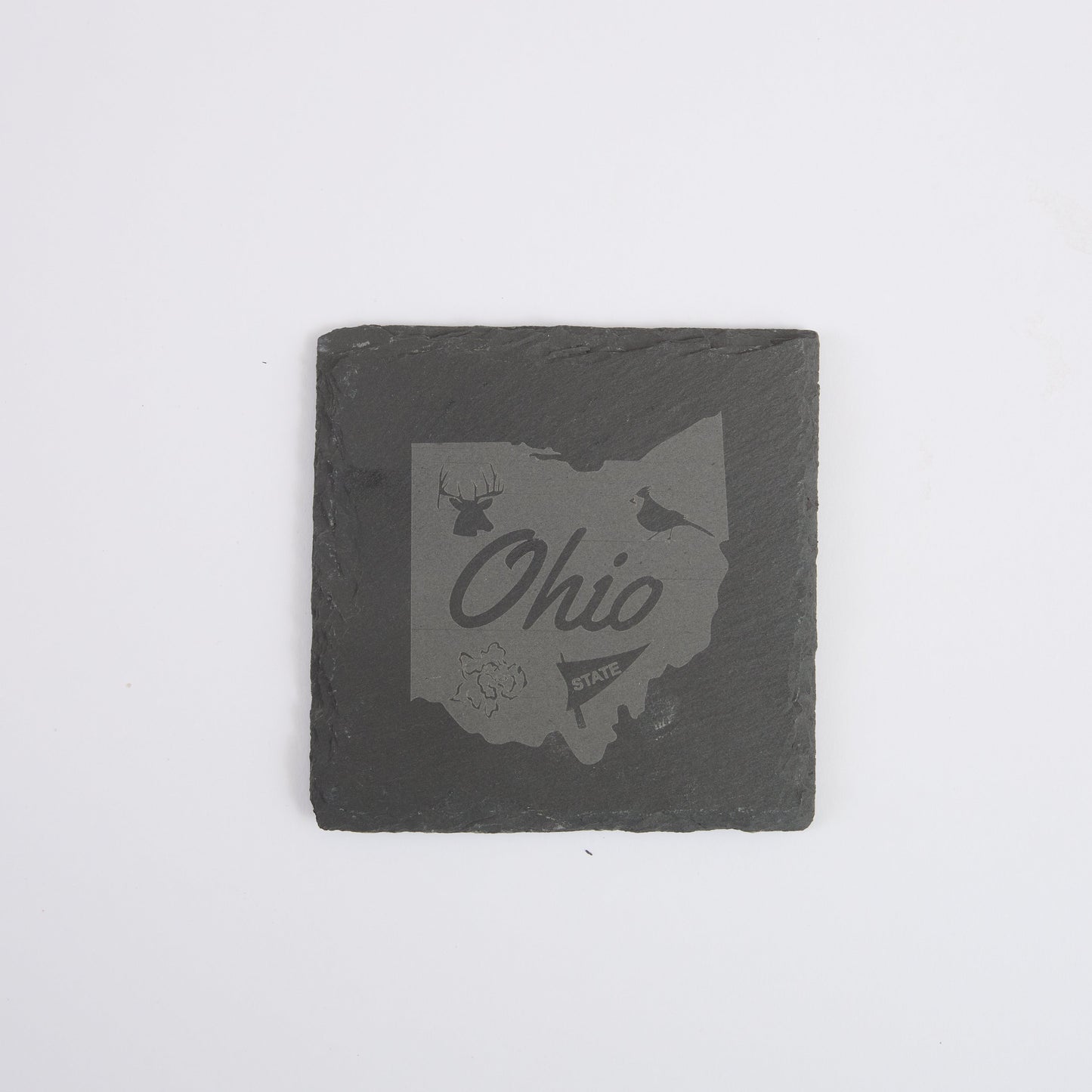 Ohio State Map Slate Coaster – Engraved Drink Coaster | Natural Stone | Rustic Ohio Souvenir & Gift for Locals