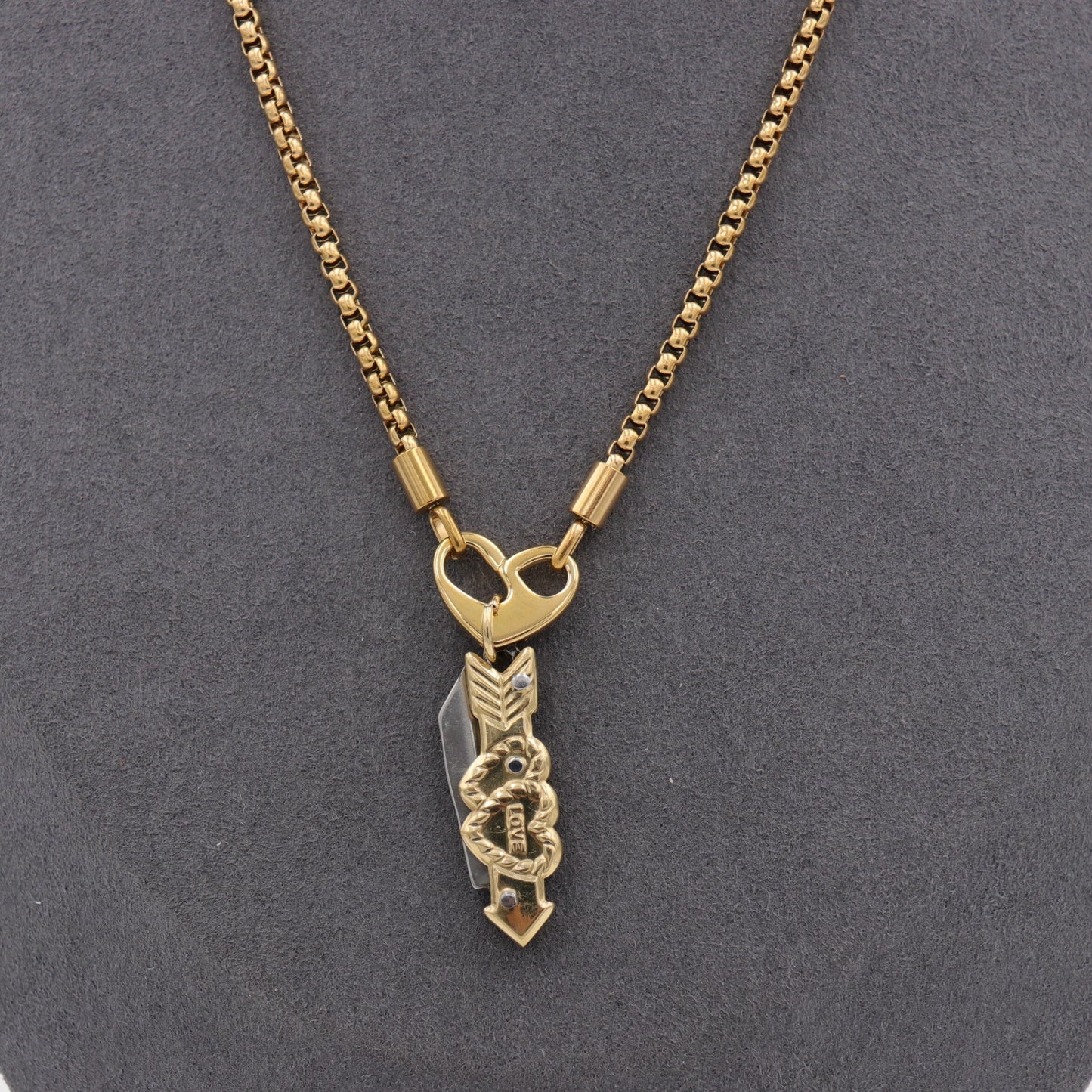 Mini Arrow Folding Knife Necklace – Gold Tone Pendant with Chain