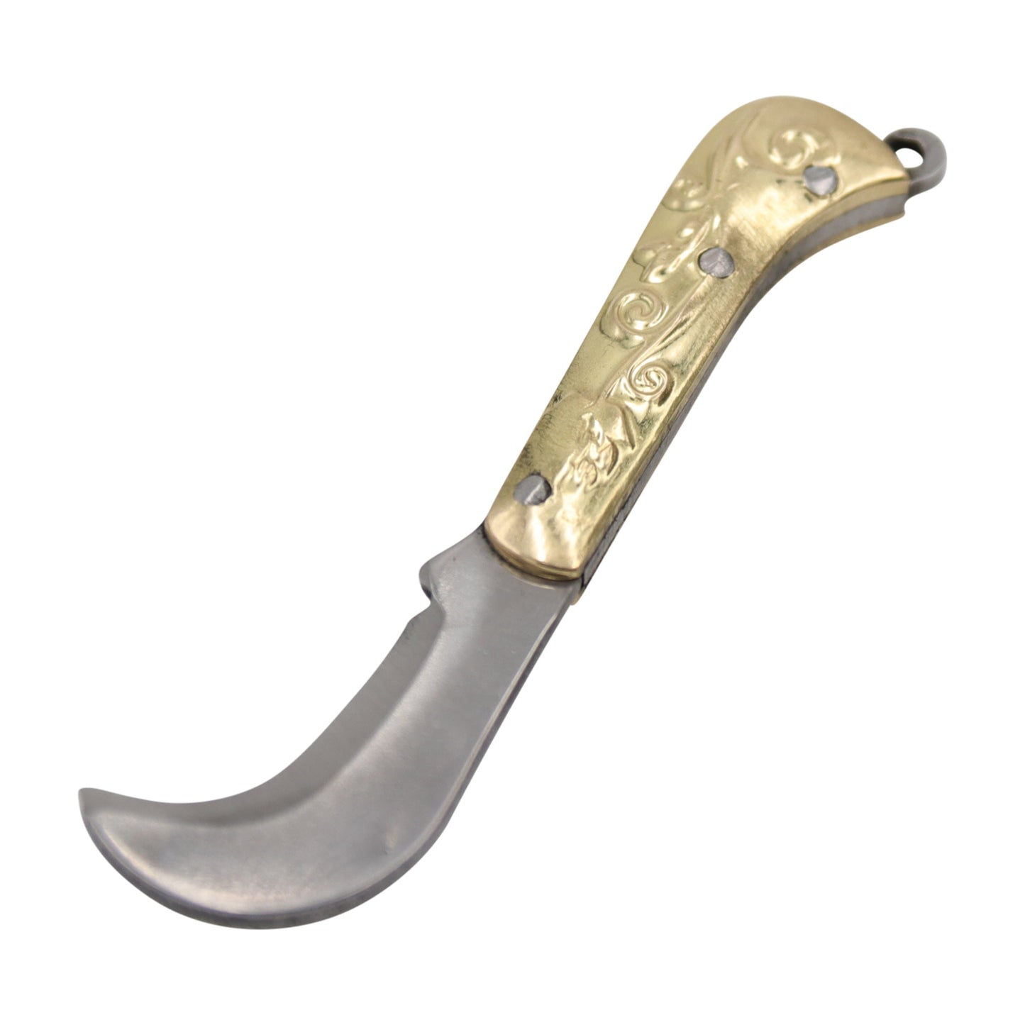Mini Folding Knife Necklace – Gold Tone Curved Blade Pendant